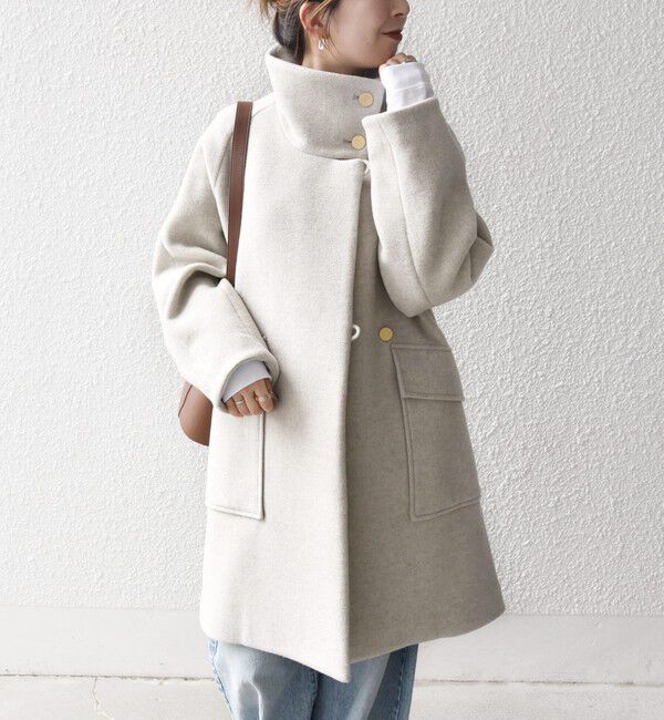 SHIPS any: カシミヤ ミックス スタンドカラー ミドル コート（SHIPS