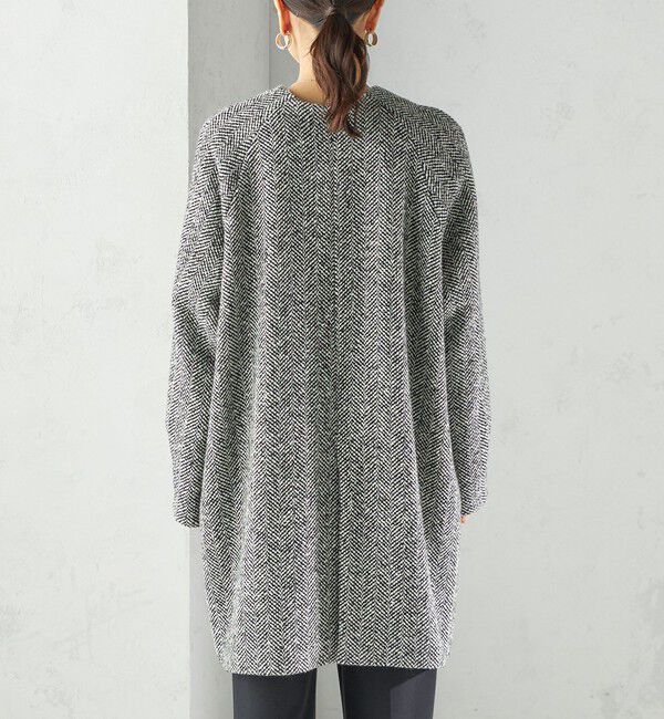 SHIPS for women「スパンコール ヘリンボーン ノーカラー コート」|ノーカラーコート|