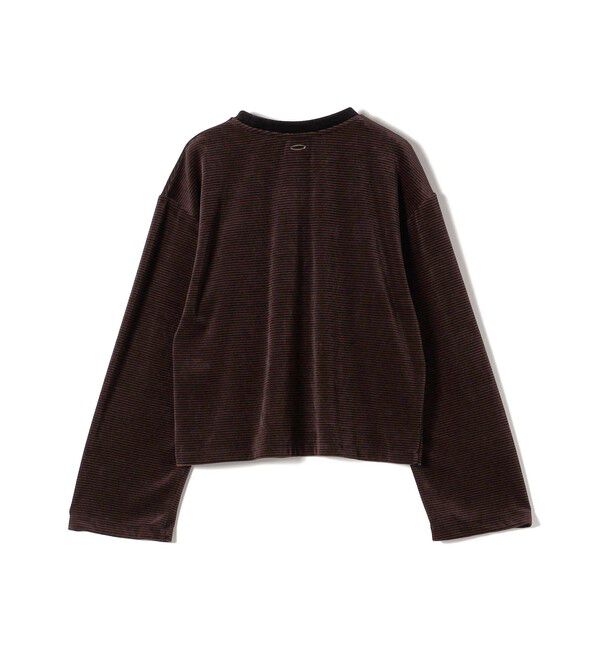 SHIPS for women「〈手洗い可能〉コットン ポリエステル ベロア ワイド スリーブ ボーダー」|Tシャツ・カットソー|