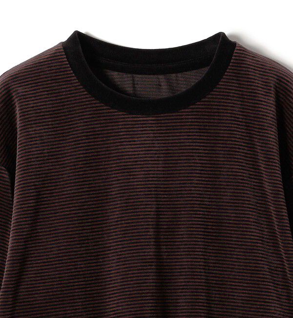SHIPS for women「〈手洗い可能〉コットン ポリエステル ベロア ワイド スリーブ ボーダー」|Tシャツ・カットソー|