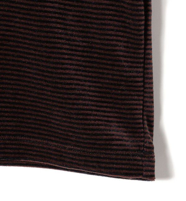 SHIPS for women「〈手洗い可能〉コットン ポリエステル ベロア ワイド スリーブ ボーダー」|Tシャツ・カットソー|