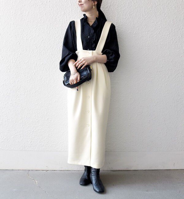 SHIPS any「《予約》SHIPS any:〈洗濯機可能〉ジャージー ハイウエスト Iライン ジャンパースカート」|ジャンパースカート|