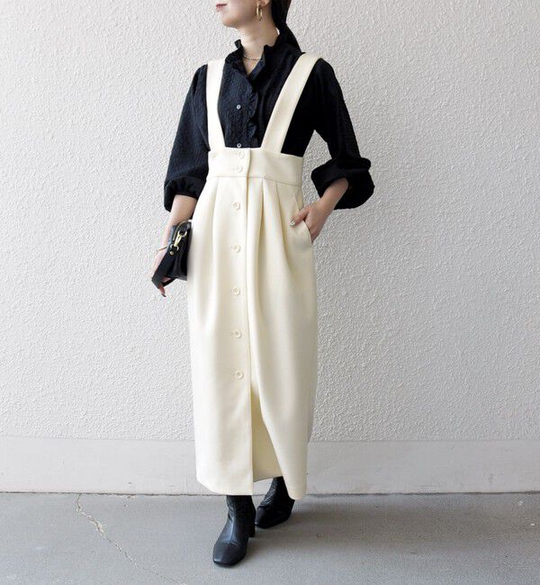 SHIPS any「《予約》SHIPS any:〈洗濯機可能〉ジャージー ハイウエスト Iライン ジャンパースカート」|ジャンパースカート|