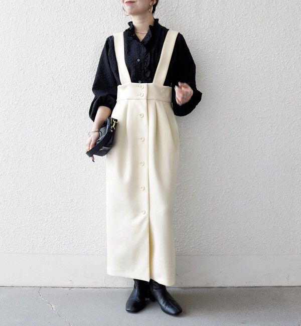 SHIPS any「《予約》SHIPS any:〈洗濯機可能〉ジャージー ハイウエスト Iライン ジャンパースカート」|ジャンパースカート|