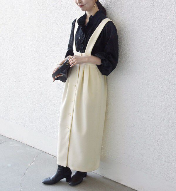 SHIPS any「《予約》SHIPS any:〈洗濯機可能〉ジャージー ハイウエスト Iライン ジャンパースカート」|ジャンパースカート|