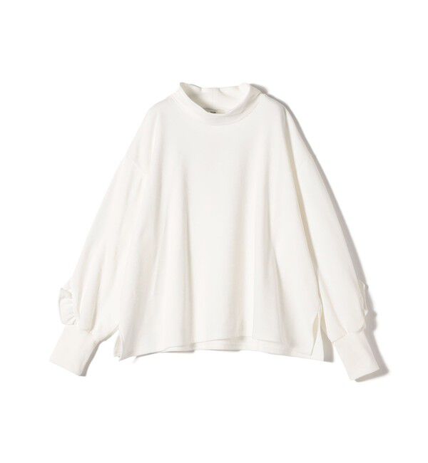 SHIPS for women「《予約》【WEB限定】〈手洗い可能〉モックネック 袖 フリル デザイン ミニ 裏毛 プルオーバー」|Tシャツ・カットソー|