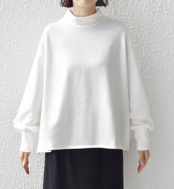 SHIPS for women「《予約》【WEB限定】〈手洗い可能〉モックネック 袖 フリル デザイン ミニ 裏毛 プルオーバー」|Tシャツ・カットソー|