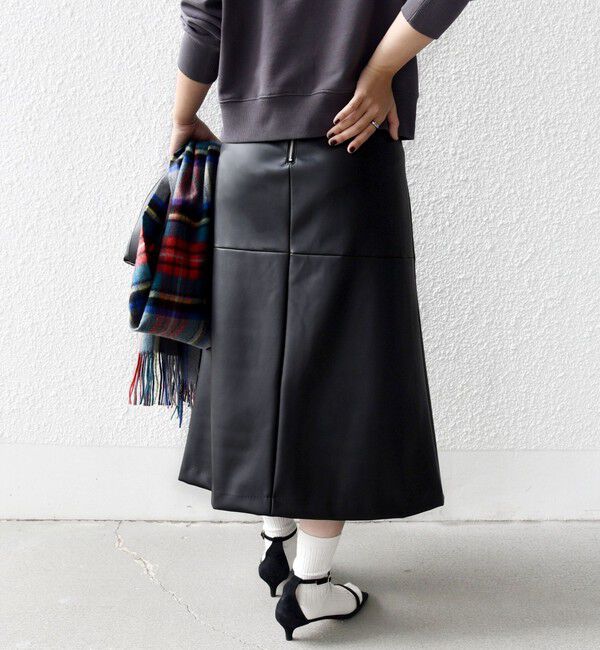 SHIPS for women「〈手洗い可能〉合成皮革 ウエスト ゴム スカート」|スカート|