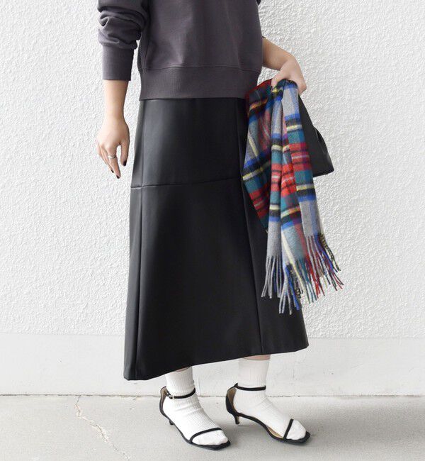 SHIPS for women「〈手洗い可能〉合成皮革 ウエスト ゴム スカート」|スカート|