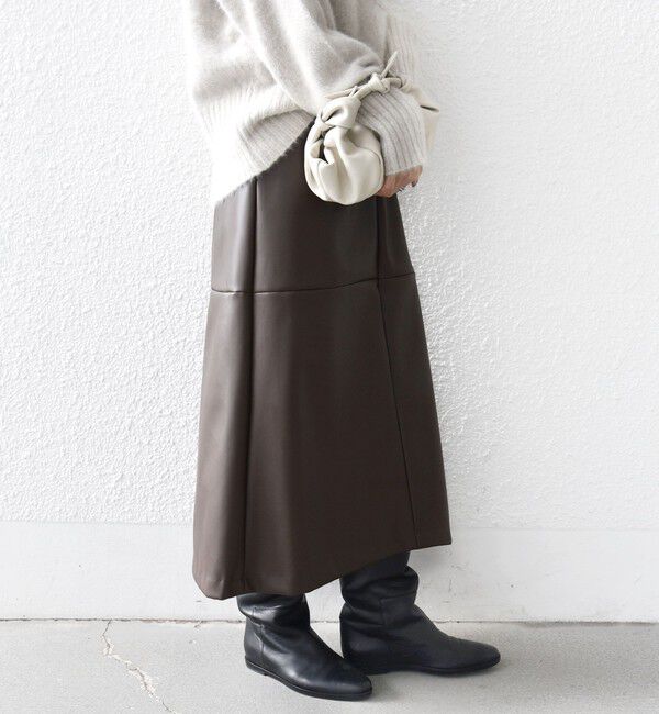 SHIPS for women「〈手洗い可能〉合成皮革 ウエスト ゴム スカート」|スカート|