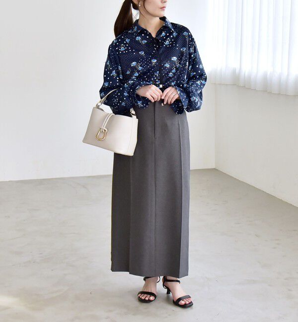 quaranciel「《予約》quaranciel:〈洗濯機可能〉ドット フラワー プリント リボンタイ シャツ」|シャツ・ブラウス|