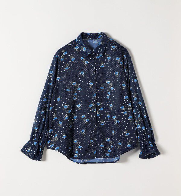 quaranciel「《予約》quaranciel:〈洗濯機可能〉ドット フラワー プリント リボンタイ シャツ」|シャツ・ブラウス|