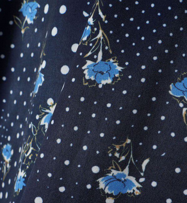 quaranciel「《予約》quaranciel:〈洗濯機可能〉ドット フラワー プリント リボンタイ シャツ」|シャツ・ブラウス|