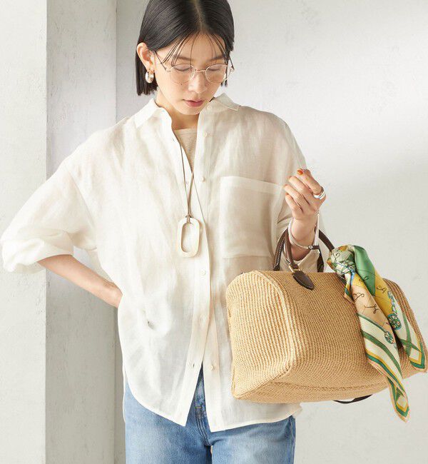 SHIPS for women「《予約》〈手洗い可能〉IMPERIAL LINEN 混 オーバー サイズ シャツ」|シャツ・ブラウス|オフホワイト