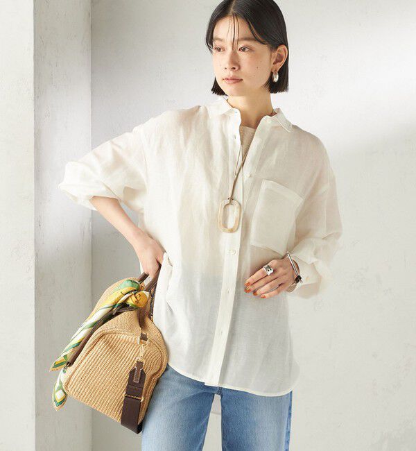 SHIPS for women「《予約》〈手洗い可能〉IMPERIAL LINEN 混 オーバー サイズ シャツ」|シャツ・ブラウス|