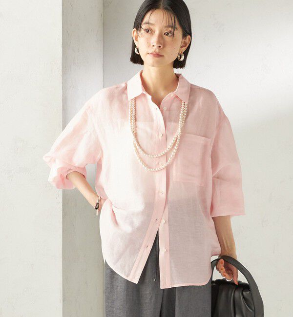 SHIPS for women「《予約》〈手洗い可能〉IMPERIAL LINEN 混 オーバー サイズ シャツ」|シャツ・ブラウス|