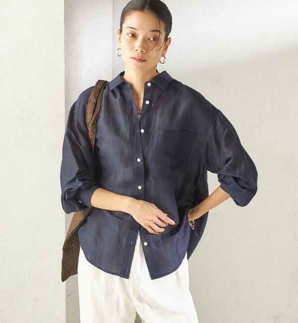 SHIPS for women「《予約》〈手洗い可能〉IMPERIAL LINEN 混 オーバー サイズ シャツ」|シャツ・ブラウス|