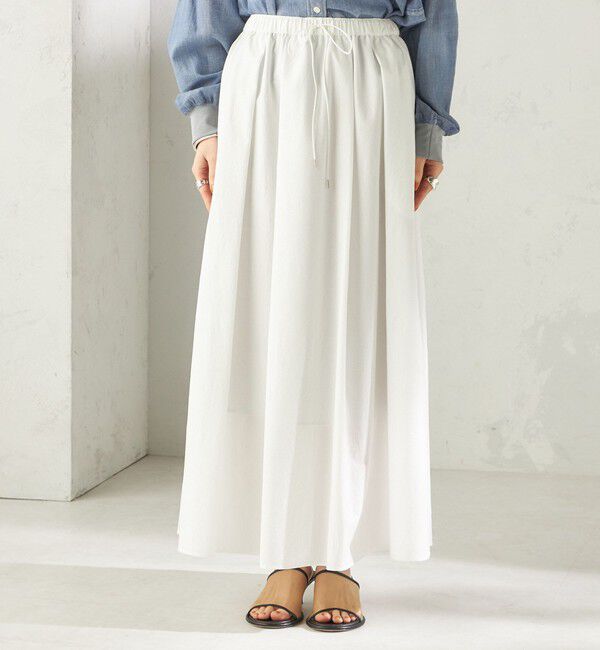 SHIPS for women「《予約》〈 接触冷感 / 撥水加工〉TEXBRID(R) タフタ ギャザー スカート」|スカート|