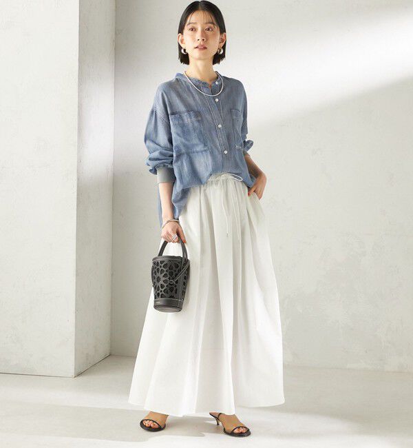 SHIPS for women「《予約》〈 接触冷感 / 撥水加工〉TEXBRID(R) タフタ ギャザー スカート」|スカート|