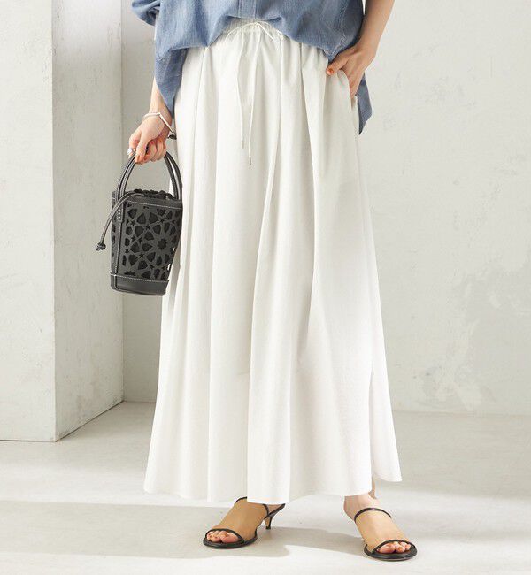 SHIPS for women「《予約》〈 接触冷感 / 撥水加工〉TEXBRID(R) タフタ ギャザー スカート」|スカート|