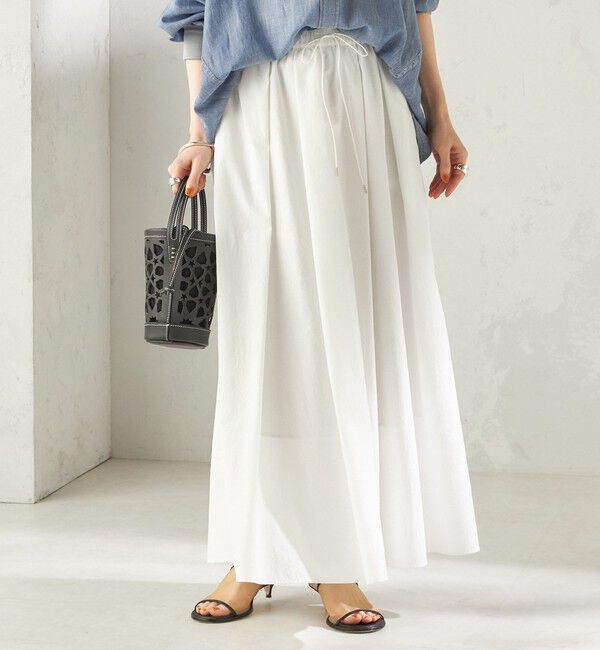 SHIPS for women「《予約》〈 接触冷感 / 撥水加工〉TEXBRID(R) タフタ ギャザー スカート」|スカート|