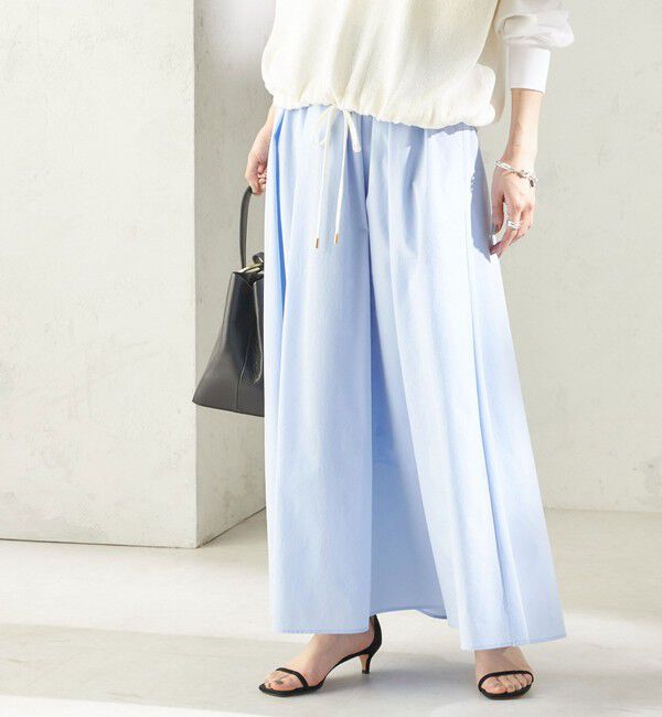 SHIPS for women「《予約》〈 接触冷感 / 撥水加工〉TEXBRID(R) タフタ ギャザー スカート」|スカート|ライトブルー