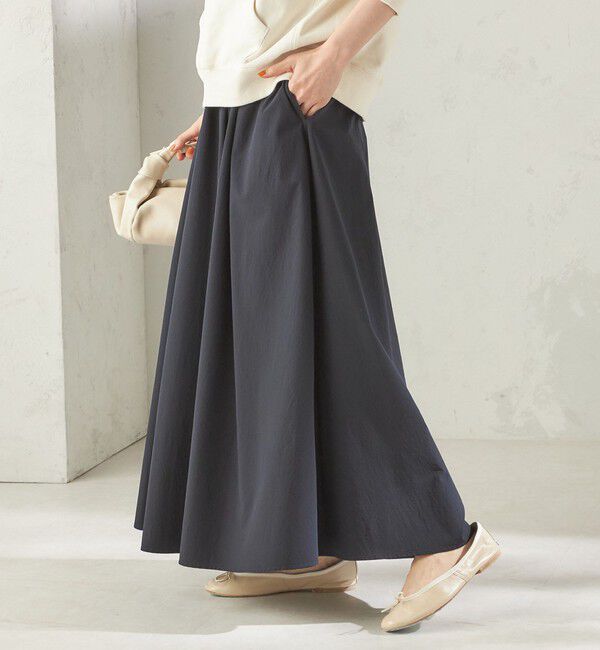 SHIPS for women「《予約》〈 接触冷感 / 撥水加工〉TEXBRID(R) タフタ ギャザー スカート」|スカート|