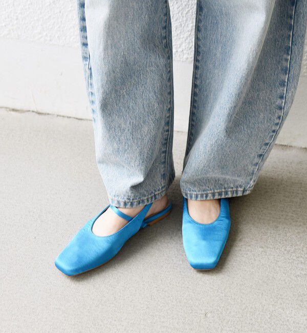 SHIPS any「《予約》【SHIPS any別注】eblouna: スクエア スリングバック パンプス」|パンプス|ブルー