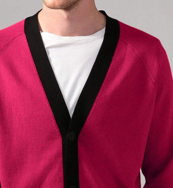 CABaN「CABaN コットンカシミヤ バイカラーVネックカーディガン」|カーディガン|