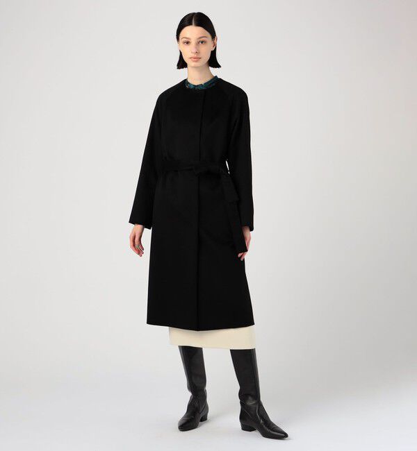 トゥモローランド カシミヤ100% ノーカラーコート ブラック 38号 ピュアカシミヤ ノーカラーコート（TOMORROWLAND collection）｜ルミネ