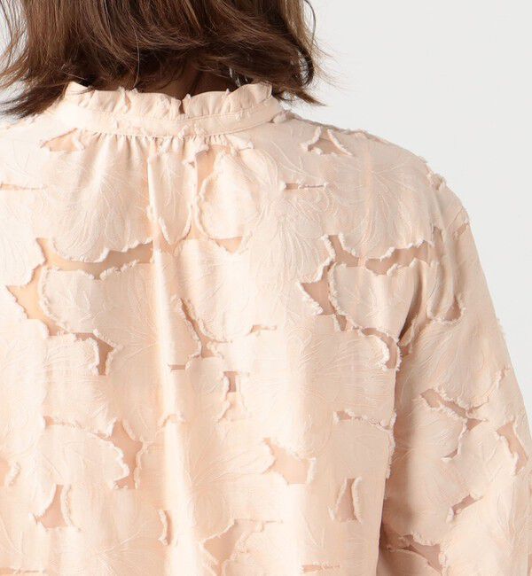 Ballsey「ブルームカットジャカード フリルネックギャザーワンピース」|ワンピース|