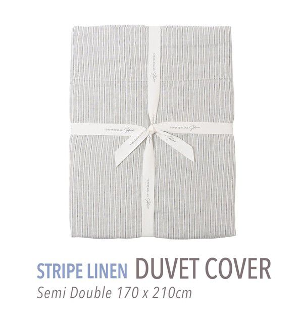 TOMORROWLAND HOME「ストライプリネン 掛布団カバー（セミダブル）」|その他|14 グレー系