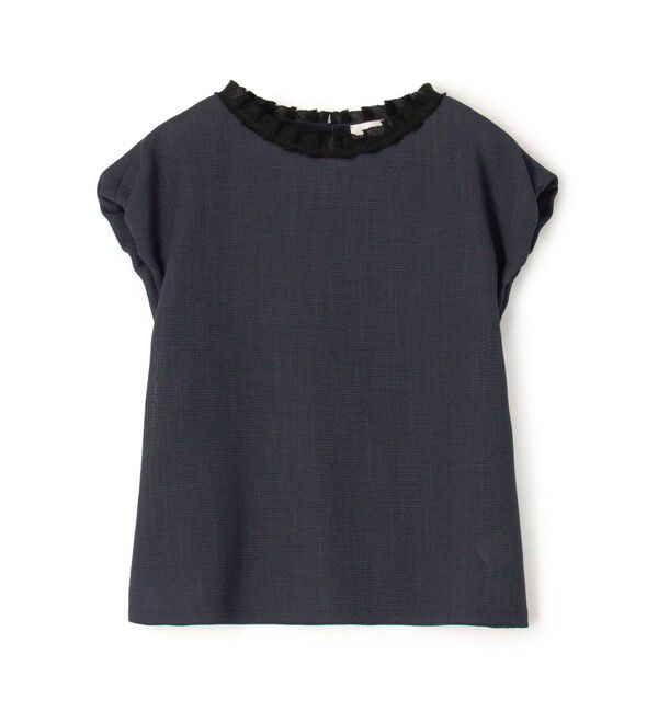 Ballsey「ポリエステルレーヨンカラミ フレンチスリーブブラウス」|シャツ・ブラウス|68 ネイビー系