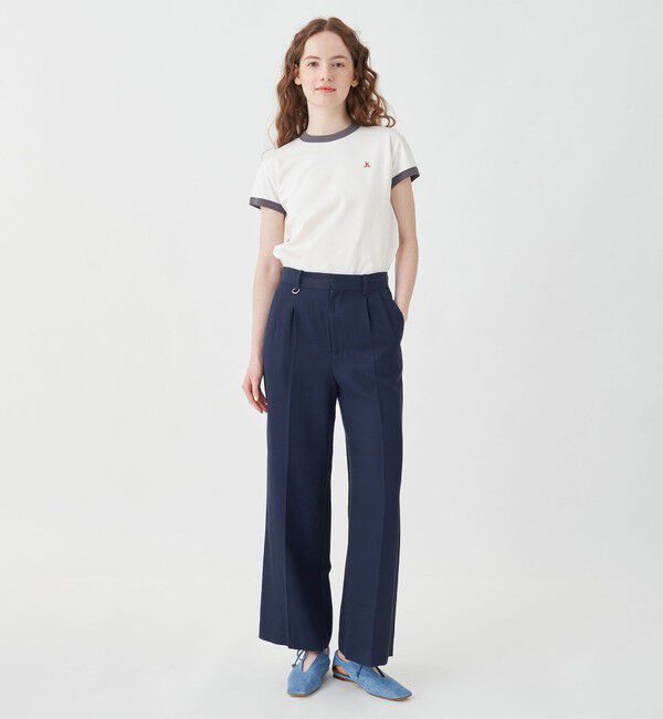 MACPHEE「コットンアセテートツイル タックフレアパンツ」|スラックス|