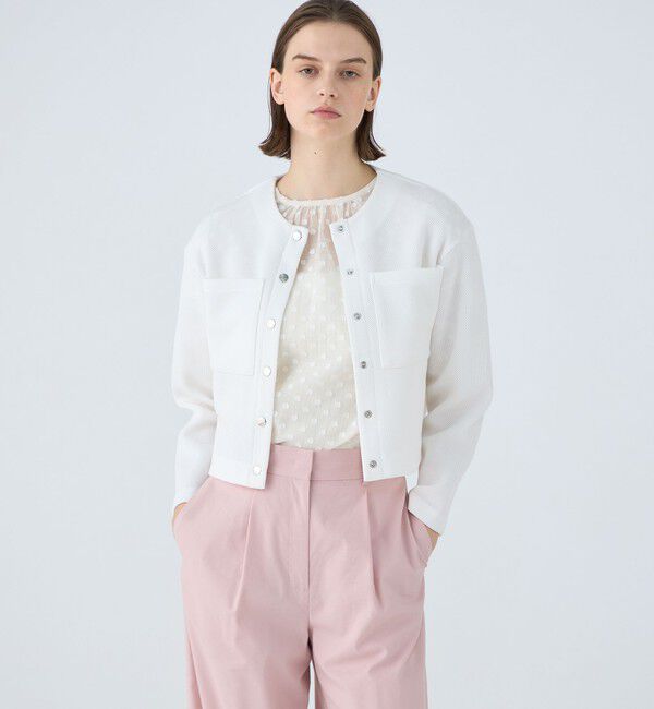 トゥモローランド Ballsey イギージャージー ショートカーディガン　白 イギージャージー ショートカーディガン（Ballsey）｜ルミネの