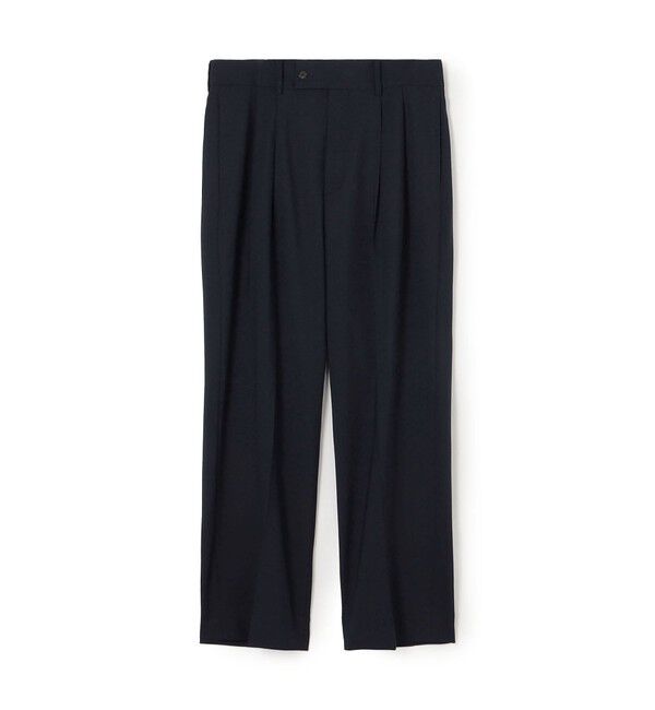 TOMORROWLAND MENS「ポリエステルウールツイル 2プリーツストレートパンツ」|スラックス|69 ネイビー