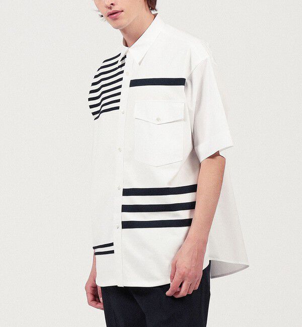 TOMORROWLAND MENS「コットンポリエステルニットコンビ レギュラーカラーシャツ」|シャツ・ブラウス|