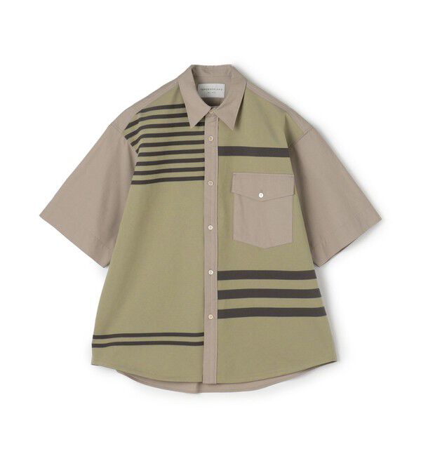 TOMORROWLAND MENS「コットンポリエステルニットコンビ レギュラーカラーシャツ」|シャツ・ブラウス|44 ベージュ系