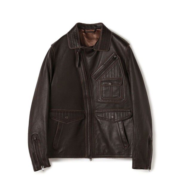 TOMORROWLAND MENS「ゴートレザー ライダースジャケット」|ブルゾン・スタジャン|47 ブラウン