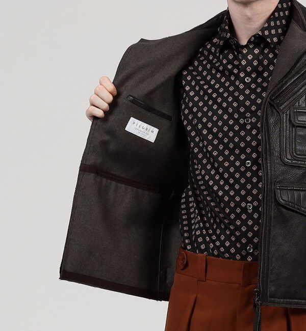 TOMORROWLAND MENS「ゴートレザー ライダースジャケット」|ブルゾン・スタジャン|