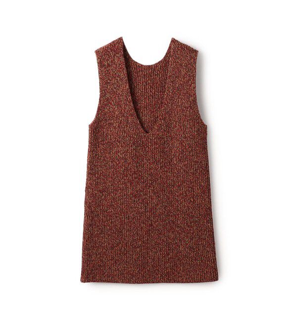 MACPHEE「ウールムリネ Vネックベスト」|ベスト・ジレ|38 ダークレッド系