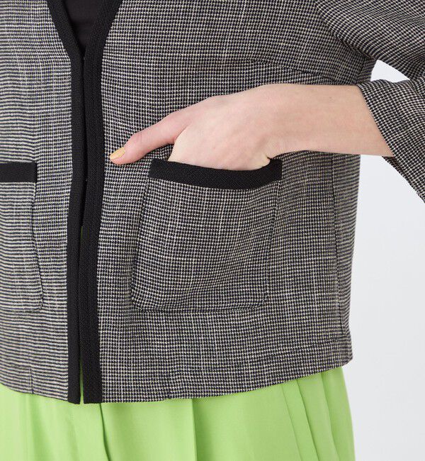 Ballsey「ポリエステルレーヨンカラミ Vカラージャケット」|ノーカラージャケット|