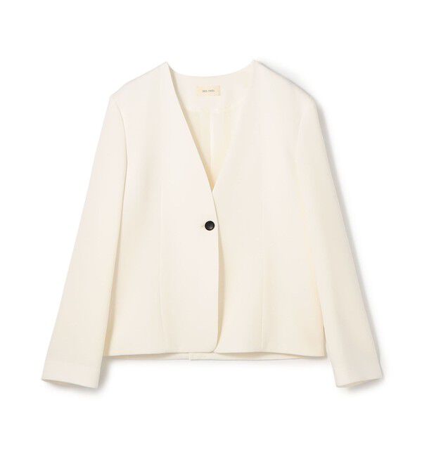 DES PRES「ライトダブルクロス ノーカラージャケット」|ノーカラージャケット|11 ホワイト