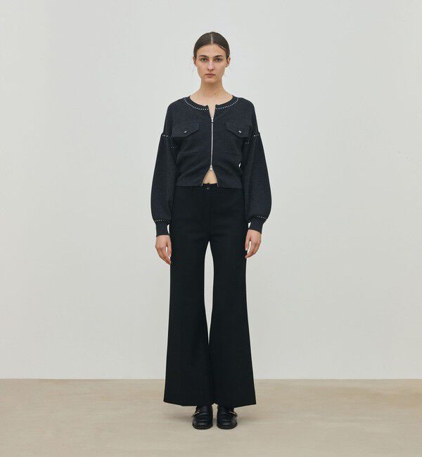 DES PRES「ナチュラルストレッチウール セミフレアパンツ」|スラックス|