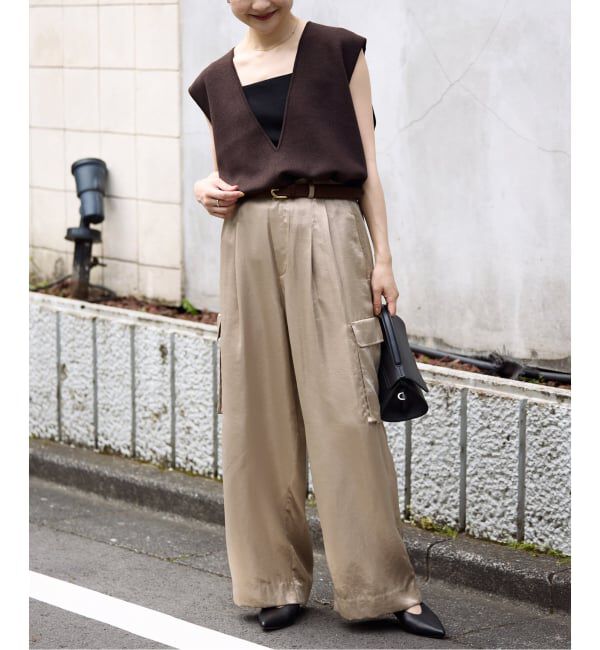 SLOBE IENA「サテンカーゴパンツ」|カーゴ|