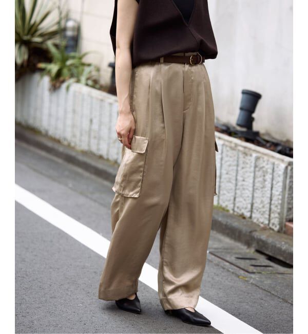 SLOBE IENA「サテンカーゴパンツ」|カーゴ|