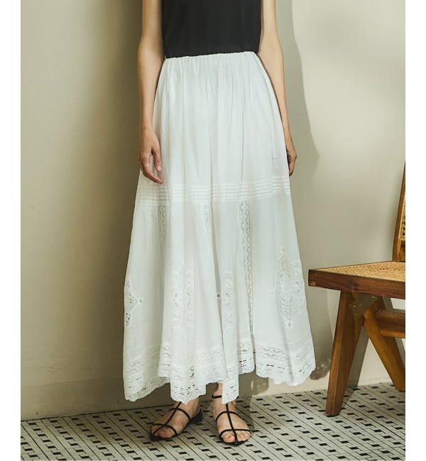IENA「《WEB限定/追加3》コットンレーススカート」|スカート|