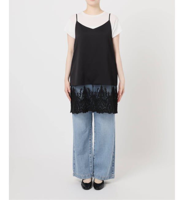 IENA「《追加2》Satinレース キャミソールワンピース」|ワンピース|