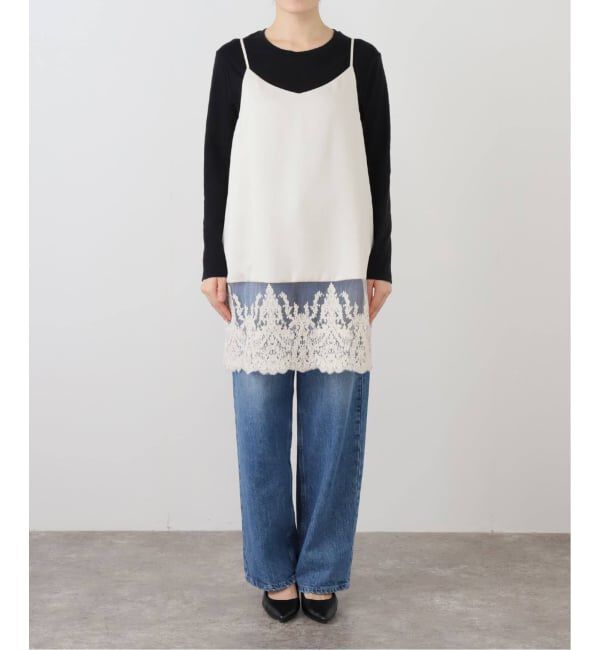 IENA「《追加2》Satinレース キャミソールワンピース」|ワンピース|