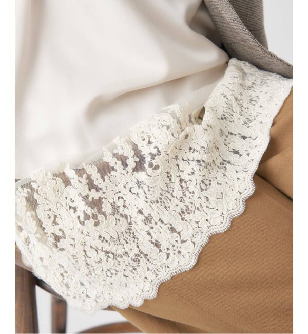 IENA「《追加2》Satinレース キャミソールワンピース」|ワンピース|